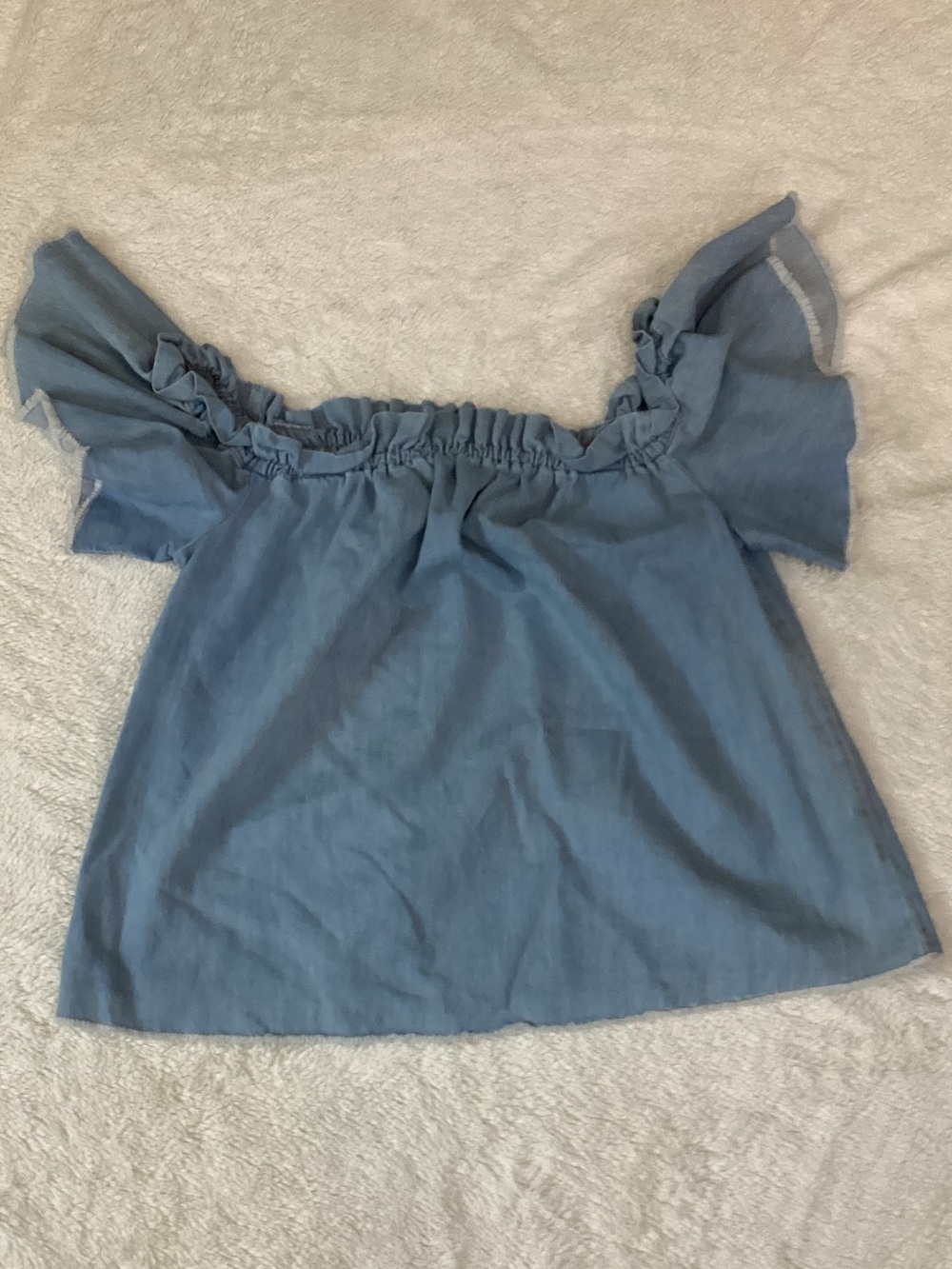 🌸 2 for $20, 7 For All Mankind Chambray Ruffled Flutter Sleeve Top Sz M